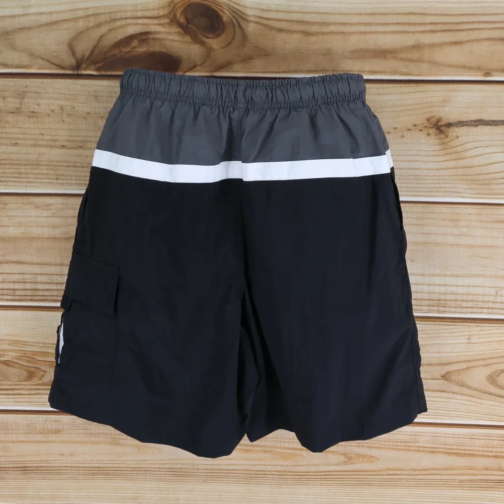 Islander Swim Trunks w/Liner Boys Sz M Black Colorblock Stretch Waist Drawstring